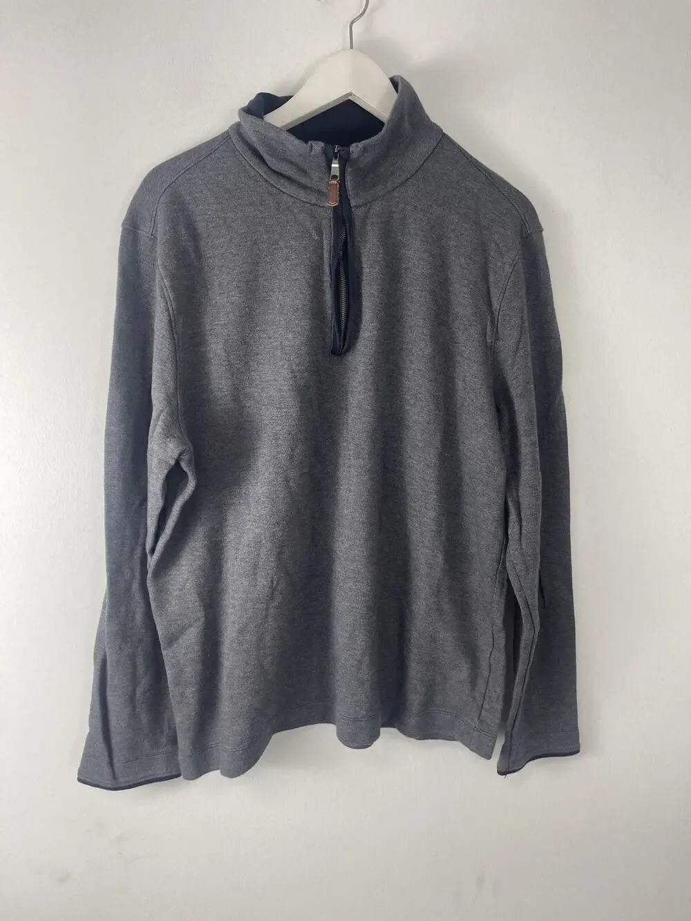 BANANA REPUBLIC Sweater Mens Large Gray Quarter Zip Pullover Shirt N277